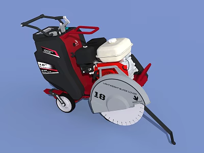 Industrial Concrete Cutter With Red Black Body Large Cutting Blade And White Engine 3d model
