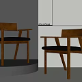 Modern Dining Chair with Wooden Frame Black Seat and Armrest Design