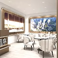 Property Showroom Model With Staircase Plants Paintings Display Cabinets And Interior Design