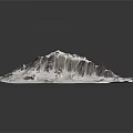 Snow Covered Mountain Terrain With Rugged Peaks and Sloped Ridges