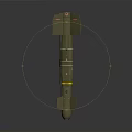 Green Aerospace Rocket Vehicle With Yellow Ring And Tail Fins 3D Rendering