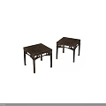 Two Traditional Square Wooden Dining Tables With Carved Legs And Tabletops