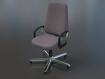 Comfortable High Back Gray Fabric Office Chair With Black Armrests Metal Base And Swivel Casters 3d model