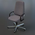Comfortable High Back Gray Fabric Office Chair With Black Armrests Metal Base And Swivel Casters