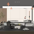 Modern Living Room Interior With Sectional Sofa Accent Chair Coffee Table And Floor Lamp