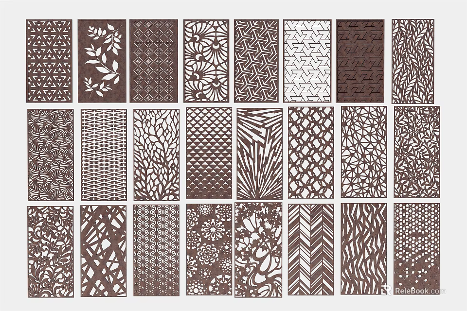 Decorative Room Partitions With Various Intricate Laser Cut Patterns And Designs 3d model