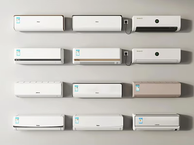 Different Styles of Wall Mounted Air Conditioners with Modern Designs and Colors 3d model