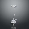 White Industrial Suspended Mechanical Device With Piping Components And Reflective Surface
