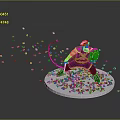 3D Armored Character Model With Dynamic Pink Fragments Shield And Circular Base