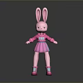 Cute Pink Rabbit Game Character With Big Ears Wearing Stylish Dress And Pink Boots