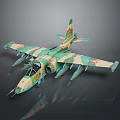 Detailed Military Aircraft Model With Camouflage Paint And Weapon Attachments