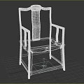 Traditional Chinese Wooden Single Chair With Carved Backrest And Woven Seat