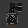 Futuristic Mechanical Weapon With Multiple Barrels Gear Details And Industrial Design