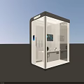 Modern Transparent Enclosed Pod Interior With Workstation Equipment And Metal Frame