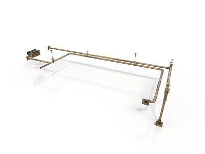Brass Metal Support Frame With Connected Bars And Mounting Brackets 3d model
