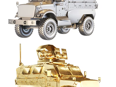 Silver and Gold Military Vehicle Models With Detailed Metal Construction 3d model