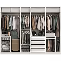 Efficient Storage Cabinet With Hanging Shirts Coats Drawers And Storage Baskets 3d model