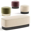 Modern Upholstered Ottoman Stools with Beige Green Burgundy Colors and Round Rectangular Shapes