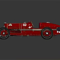 Red Vintage Race Car With Classic Design Number 10 And Streamlined Body