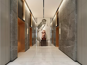 modern elevator hall elevator car 3d model