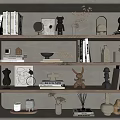 Stylish Wall Shelf Display With Books Decorative Figurines Vases And Ornaments