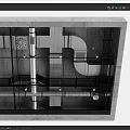 Gray Ceiling Architectural Structure With Metal Pipes And Framework Details
