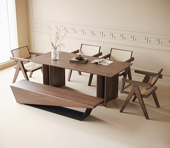 Modern Dining Table and Chair Tea Chair Stool 3d model