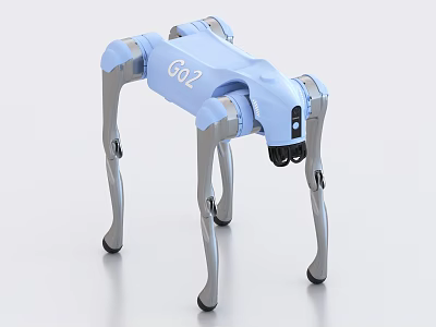 Smart Quadruped Robot Go2 Blue Design With Camera And Mechanical Legs 3d model
