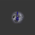 Mystical Fox Like Creature With Blue Flame Fur On Ground With Stones And Plants