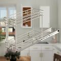 Stainless Steel Two Tier Bathroom Cabinet Rack With Sliding Rail For Storage