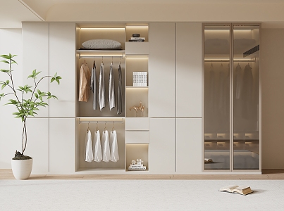 Quiet Wardrobe Cream Wardrobe Bookcase 3d model