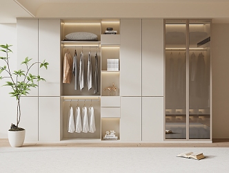 Quiet Wardrobe Cream Wardrobe Bookcase 3d model