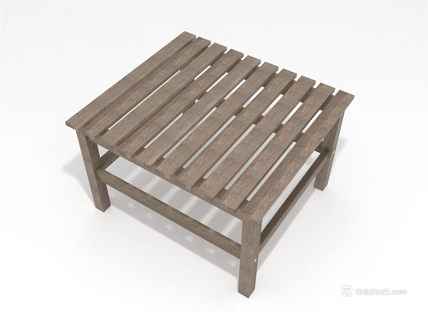 Wooden Outdoor Table With Slatted Top For Garden Patio Simple Design 3d model 