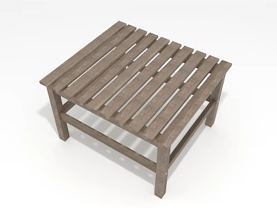 Wooden Outdoor Table With Slatted Top For Garden Patio Simple Design 3d model