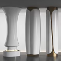 Stylish Modern Interior With Multiple White Columns And Gold Accents 3d model