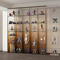 Modern Glass Display Cabinet With Multiple Layers Showcasing Collectibles And Action Figures
