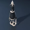 Stylish Modern Black And White Robot Themed Decorative Ornament Set For Home Tabletop Decor