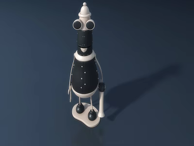 Stylish Modern Black And White Robot Themed Decorative Ornament Set For Home Tabletop Decor 3d model