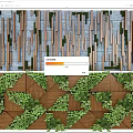 Modern Feature Wall Design With Wooden Slats Green Plants And Gray Background
