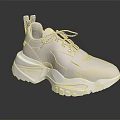 White Stylish Sneakers With Thick Sole And Modern Lace Up Design