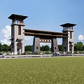 New Chinese Style Entrance Gate Image Gate Scenic Gate Village Gate 3d model