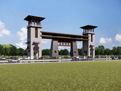 New Chinese Style Entrance Gate Image Gate Scenic Gate Village Gate 3d model