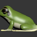 3D Green Frog Character With Big Eyes Green Body White Belly On Black Background With Reflection
