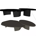 Modern Oval Coffee Tables With Smooth Top And Nested Base Design 3d model
