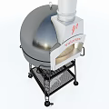 Commercial Pizza Ovens In Silver Red White With Mobile Metal Racks And Multiple Shelves