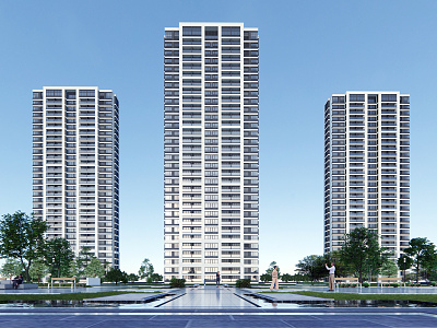 High-rise residential buildings in residential areas 3d model