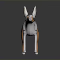 Standing 3D Dog Model With White Gray Orange Spots And Heart Shape Marking 3d model