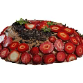 Delicious Chocolate Cake Topped With Fresh Strawberries Chocolate Shavings And Mint Leaves