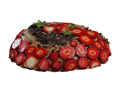 Delicious Chocolate Cake Topped With Fresh Strawberries Chocolate Shavings And Mint Leaves 3d model
