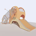 Snail Shaped Playground Equipment With Slide Seat And Metal Frame For Kids Outdoor Activity